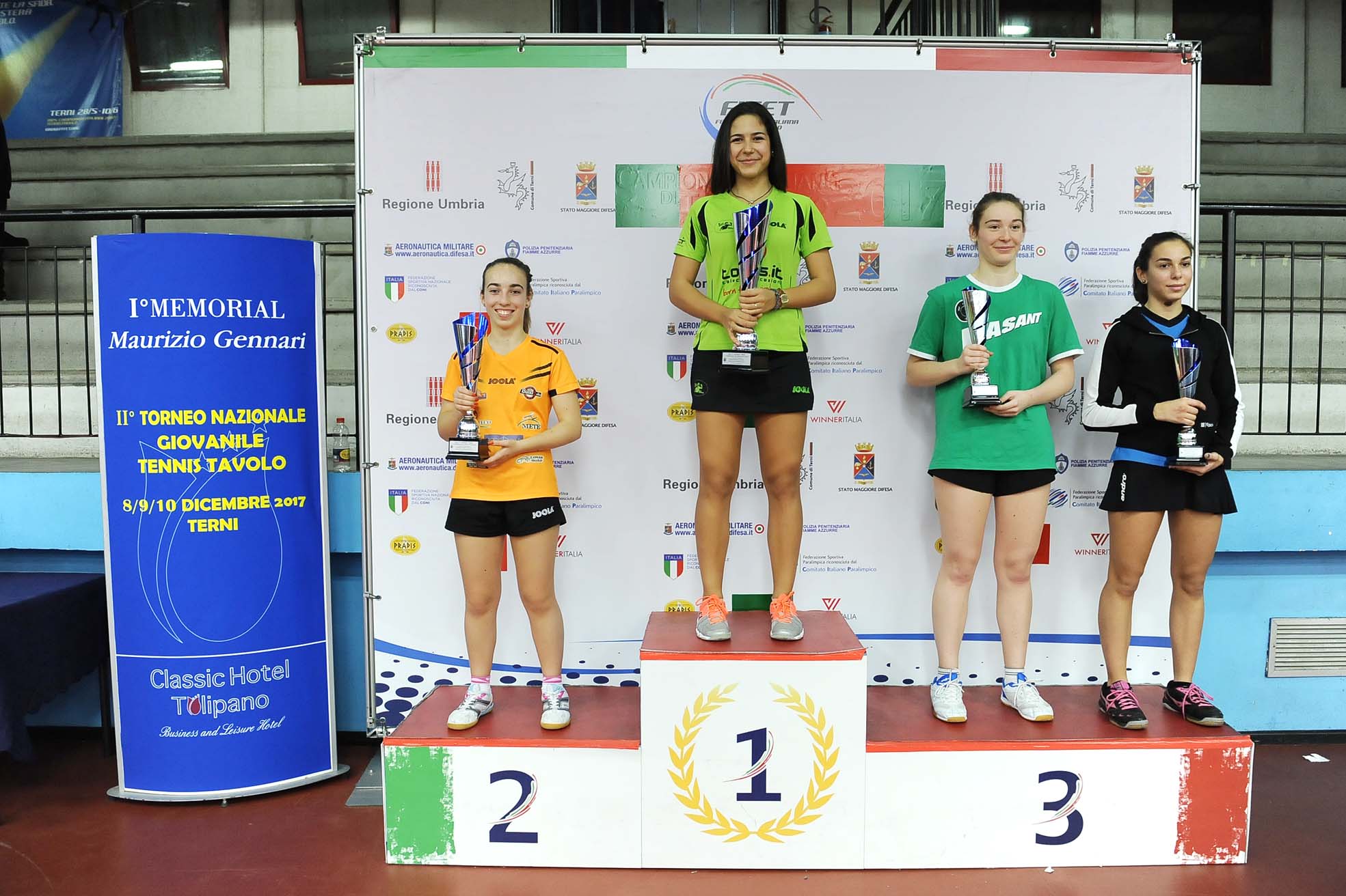 Podio singolare Juniores femminili Terni dicembre 2017