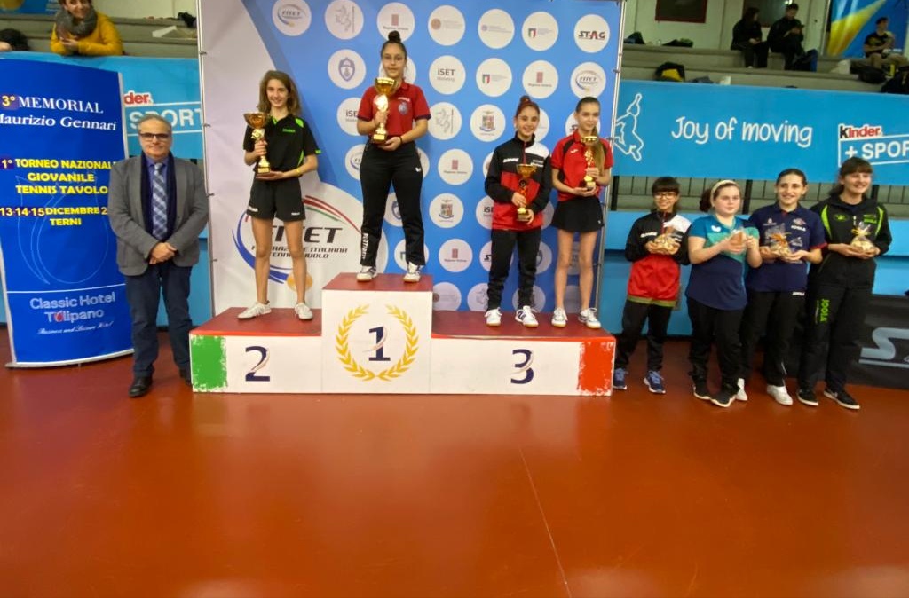 Podio singolare Ragazze torneo nazionale giovanile di Terni dicembre 2019