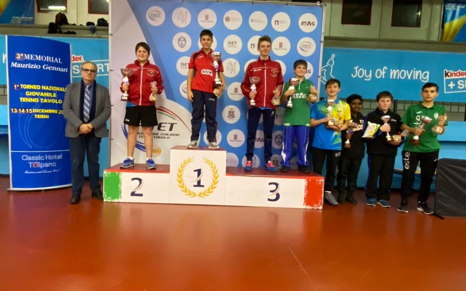 Podio singolare Ragazzi torneo nazionale giovanile di Terni dicembre 2019