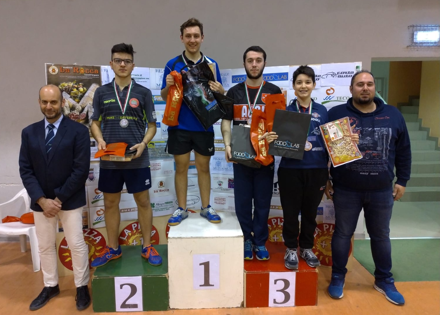 Podio singolare di 3ª categoria maschile Open Cortemaggiore dicembre 2018