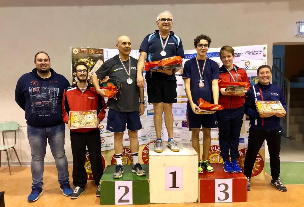 Podio singolare di 5ª 6ª categoria maschile Open Cortemaggiore dicembre 2018