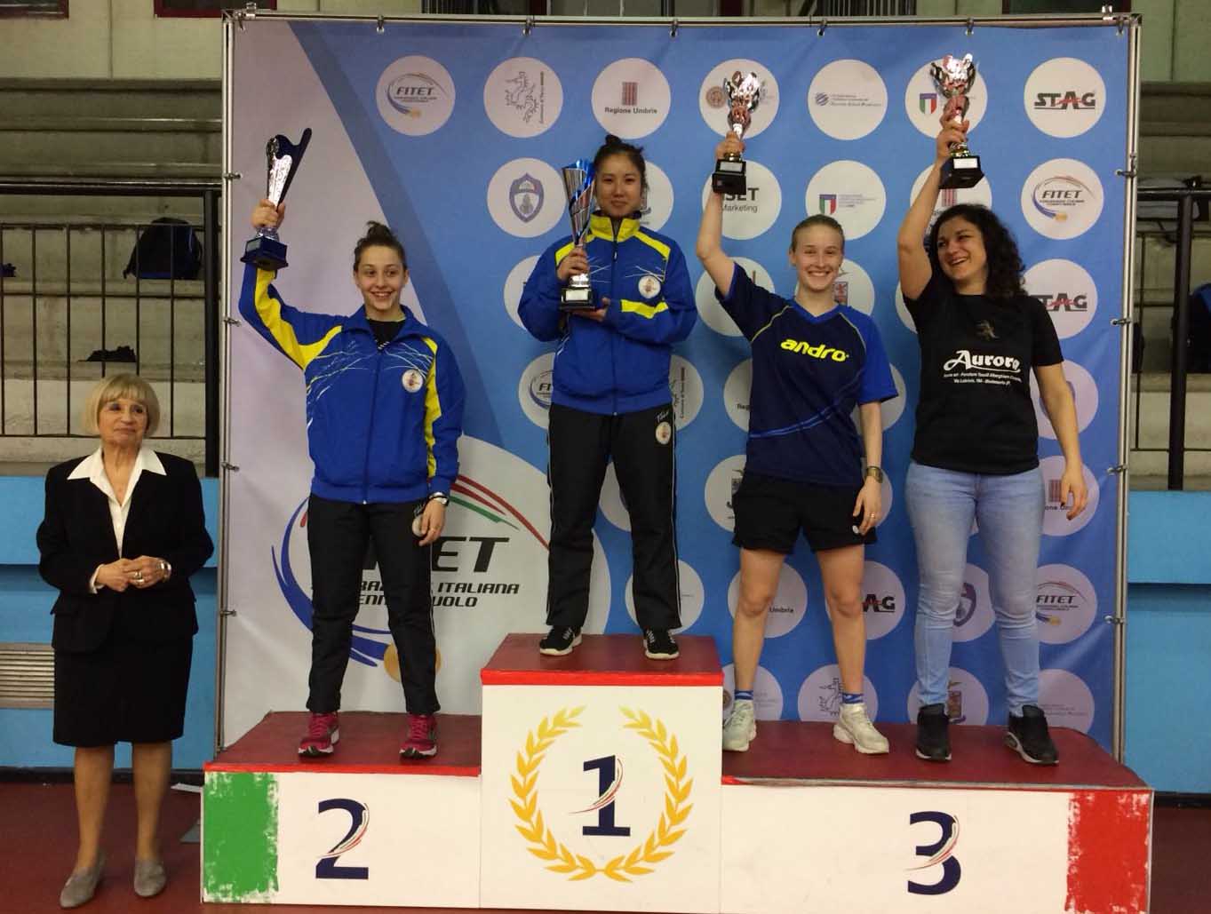 Podio singolare femminile assoluto Terni aprile 2018