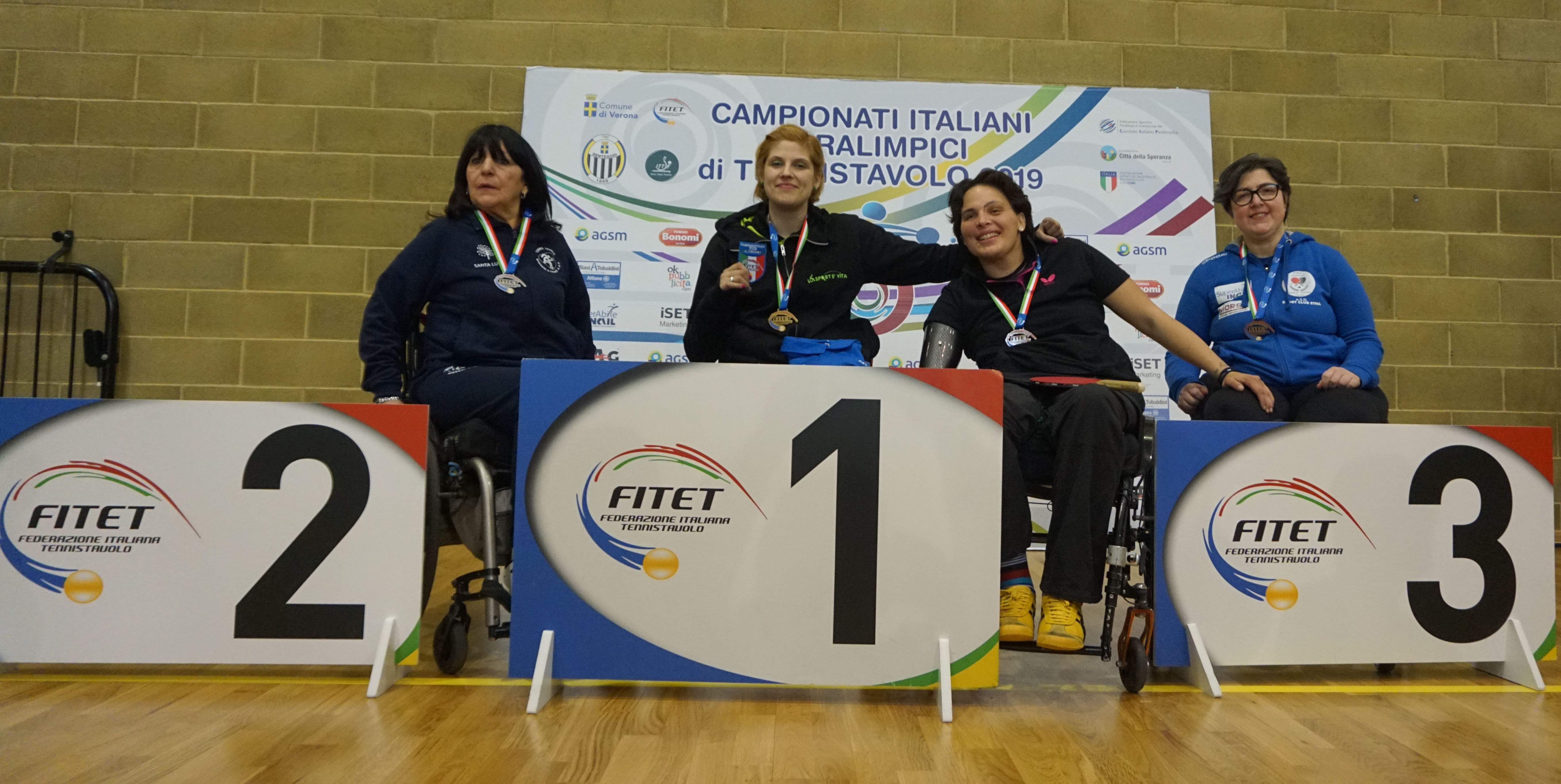 Podio singolare femminile classe 1 2 Verona 2019