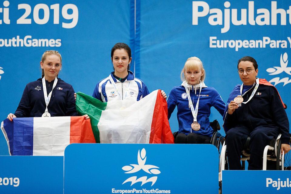 Podio singolare femminile di classe 1 5 EPYG Lahti 2019 Carlotta Ragazzini oro
