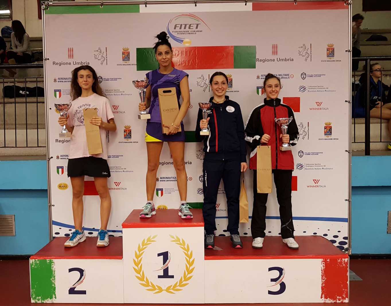 Podio singolare femminile di terza categoria Terni gennaio 2018