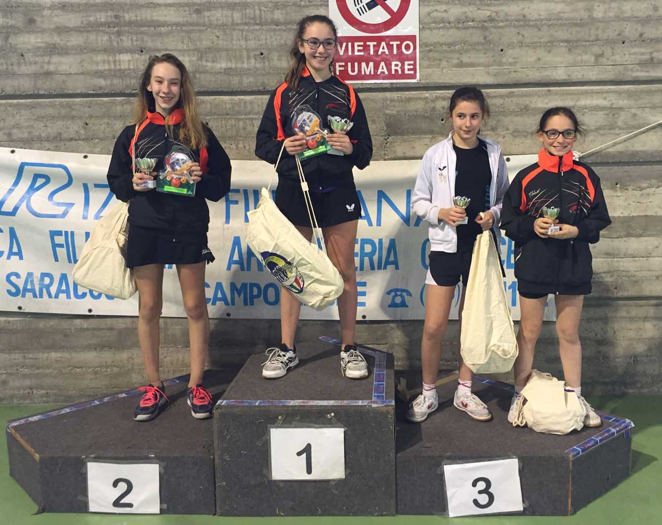 Podio singolare femminile quinta categoria Campo Ligure aprile 2018