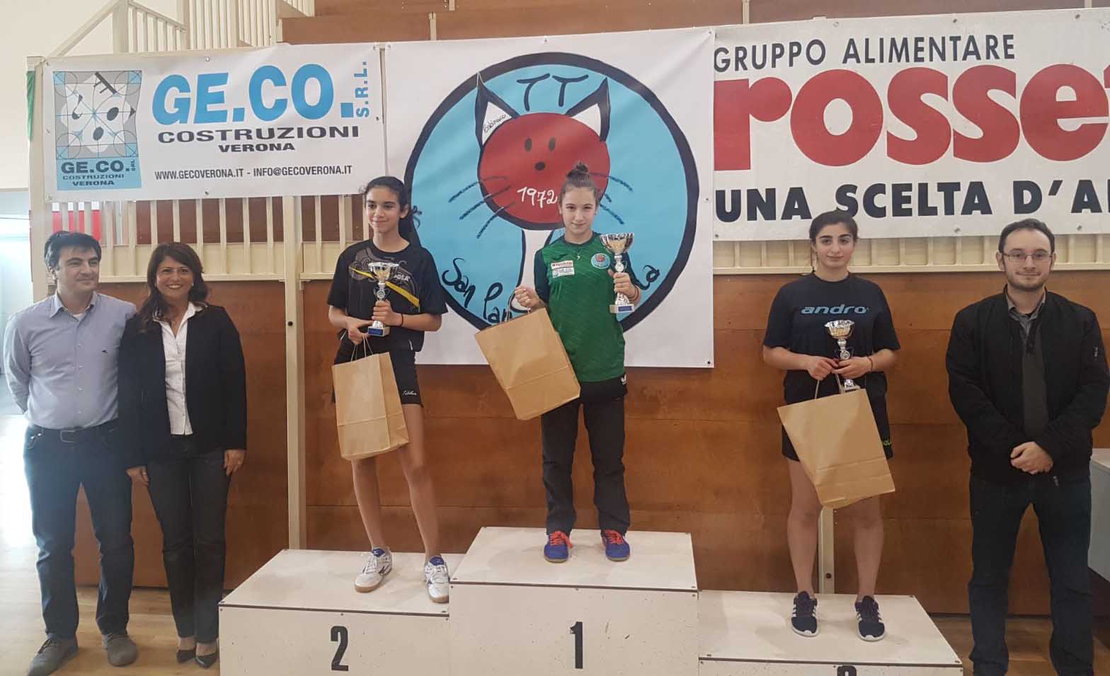 Podio singolare femminile quinta categoria San Giovanni Lupatoto 2018