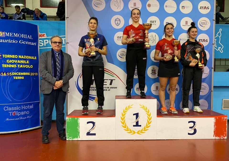 Podio singolare juniores femminile torneo nazionale di Terni dicembre 2019