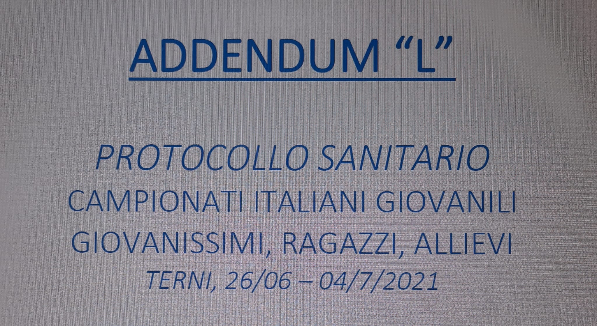 Protocollo Campionati Italiani Giovanissimi