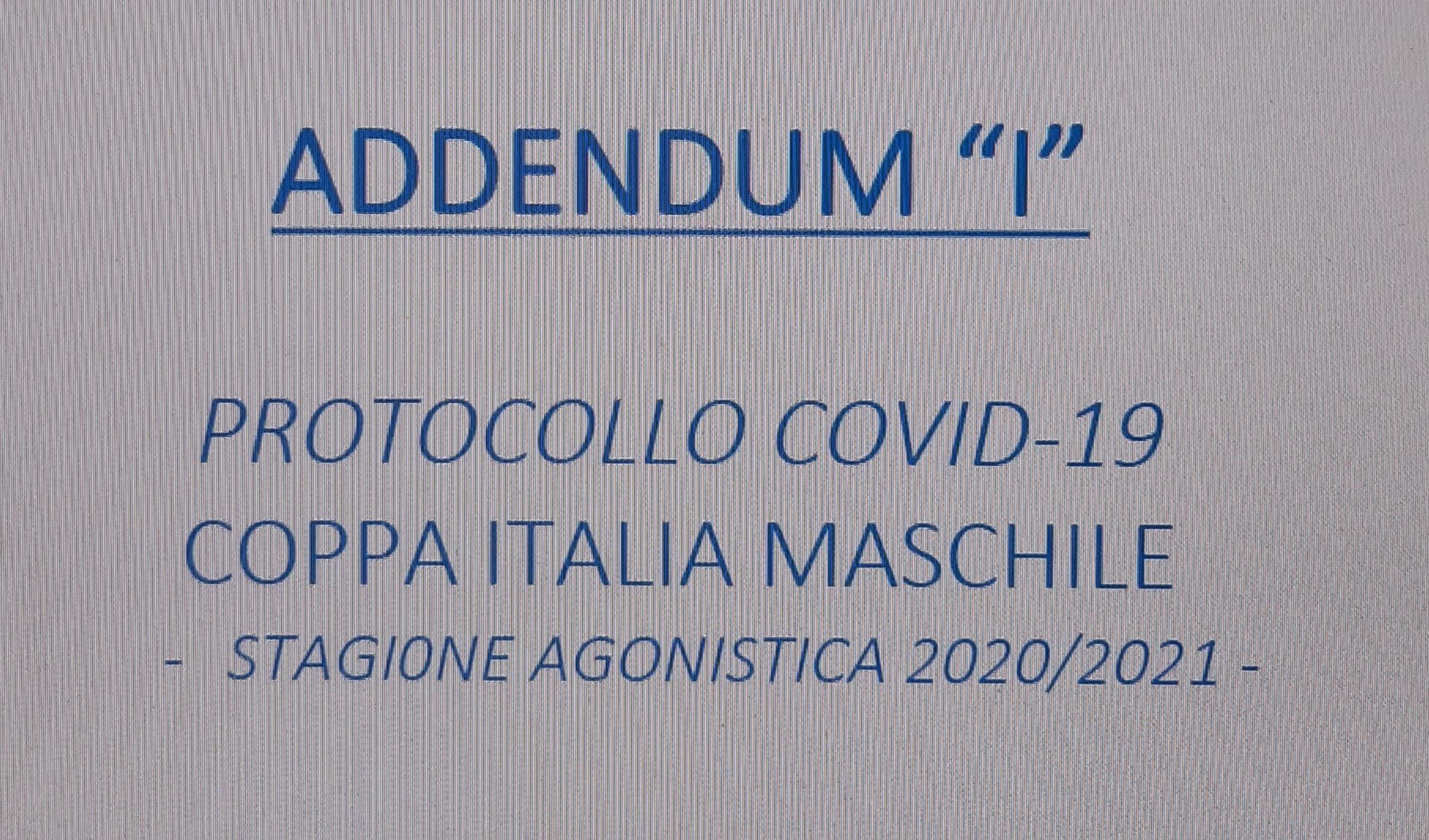 Protocollo per la Coppa Italia maschile 2021