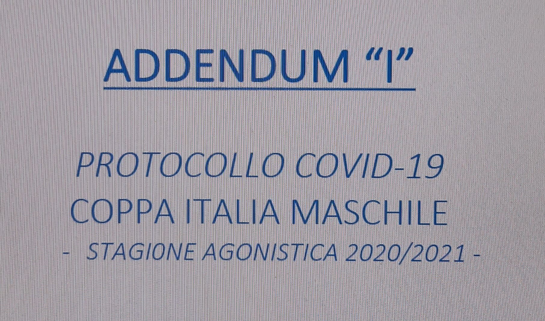Protocollo per la Coppa Italia maschile 2021