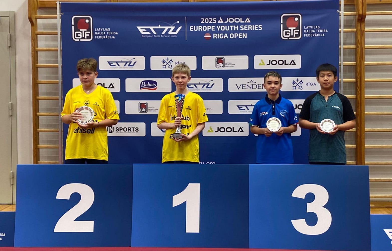 Riga Open 2025 podio del singolare maschile Under 13 con Giorgio Borghese terzo