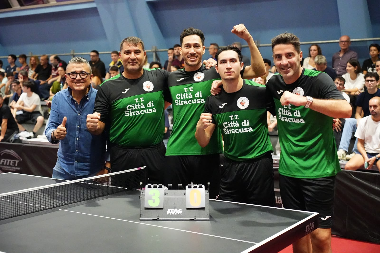Serie A1 maschile 2026 2027 prima giornata esulta il Tennistavolo Città di Siracusa