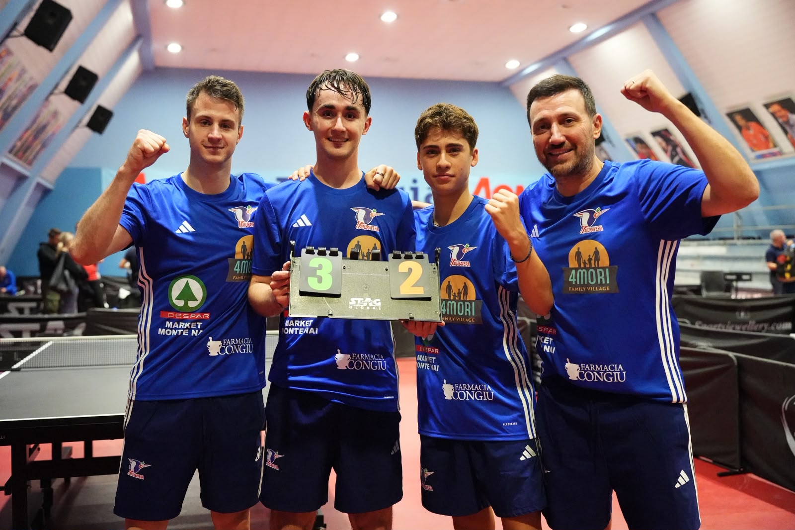 Serie A1 maschile 2026 2027 seconda giornata esulta il Muravera Tennistavolo