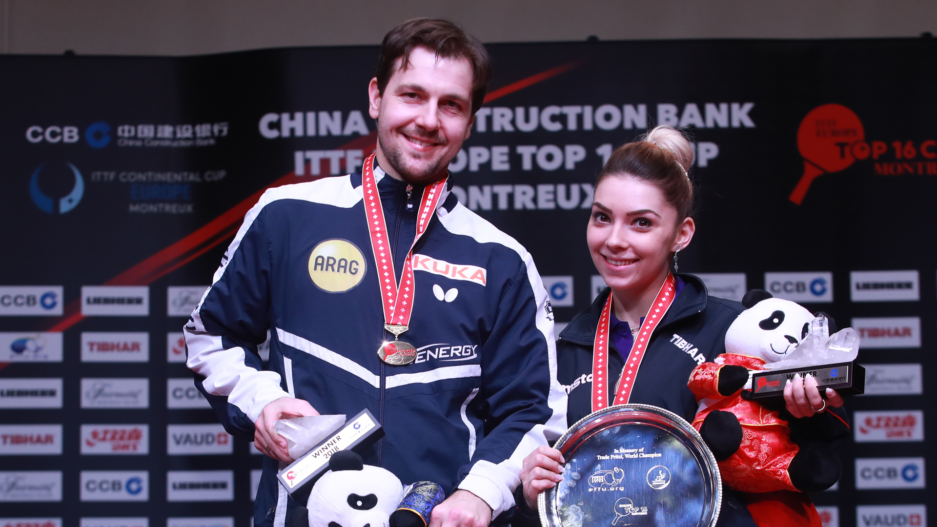Timo Boll e Bernadette Szocs Top 16 europeo 2018