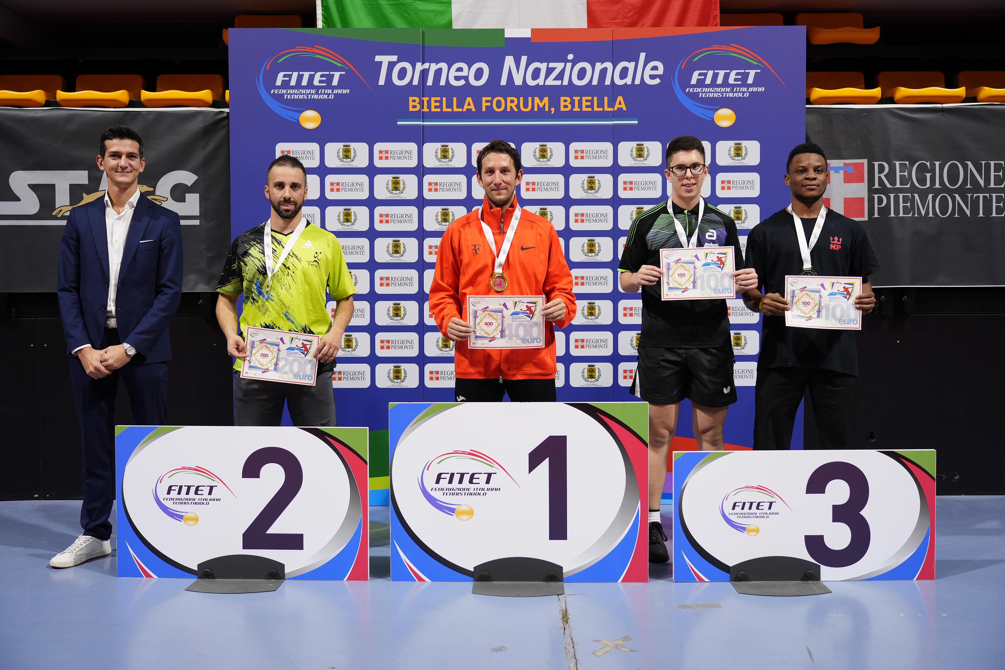 Tornei nazionali maschili di Biella 21 22 settembre 2024 podio del singolare di seconda categoria
