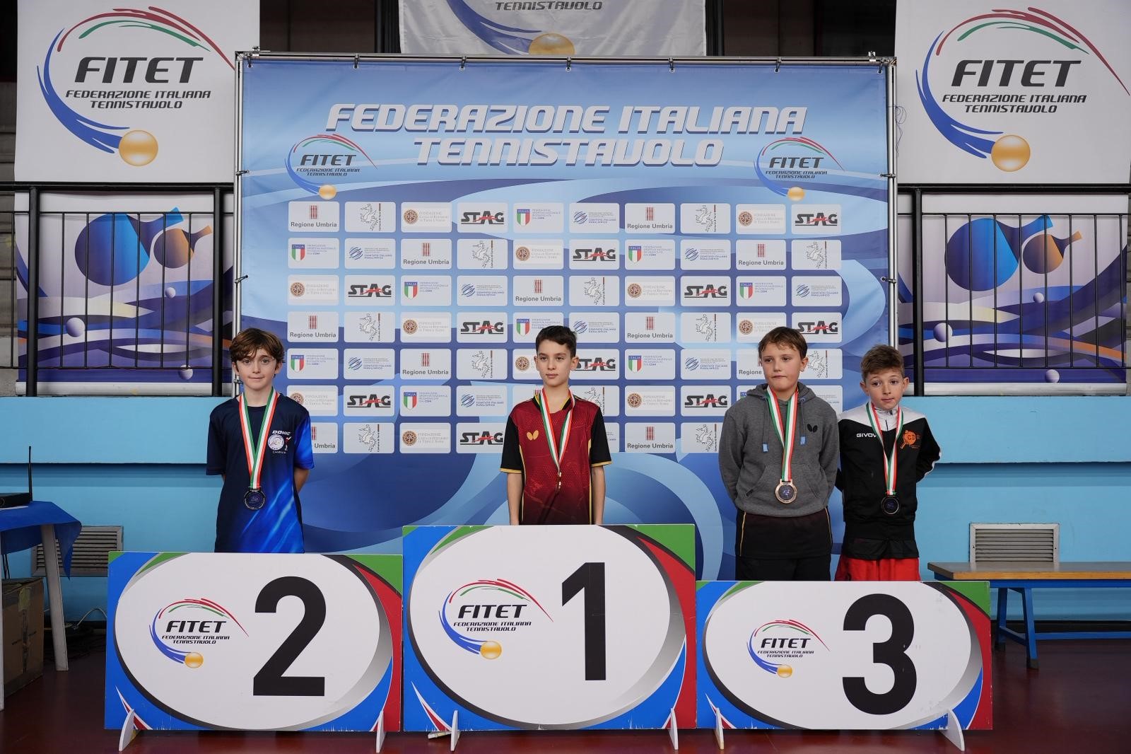 Torneo Nazionale Giovanile 5 8 dicembre 2025 a Terni podio del singolare Under 11 maschile