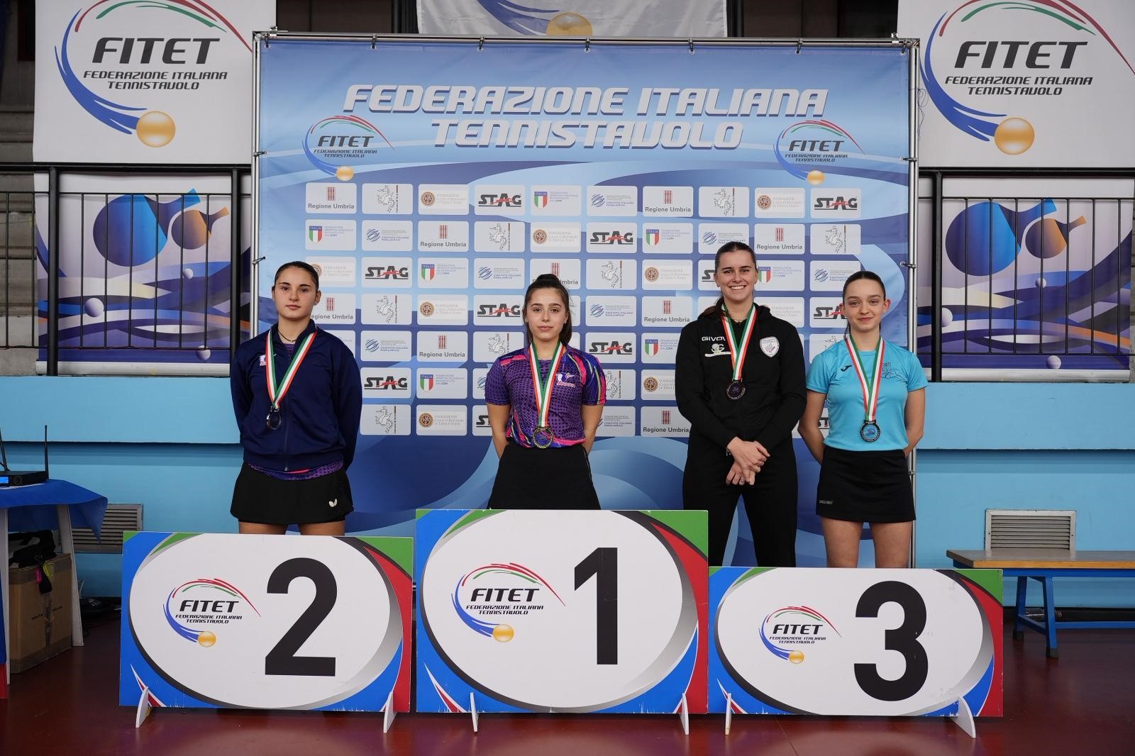 Torneo Nazionale Giovanile 5 8 dicembre 2025 a Terni podio del singolare Under 19 femminile