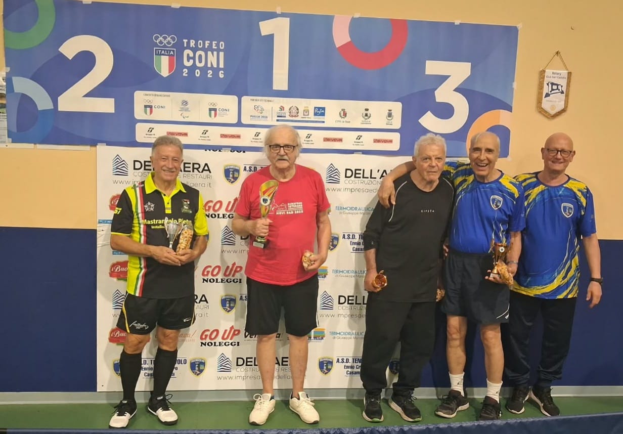 Torneo Nazionale Master Casamassima 4 ottobre 2026 podio del singolare maschile Over 80