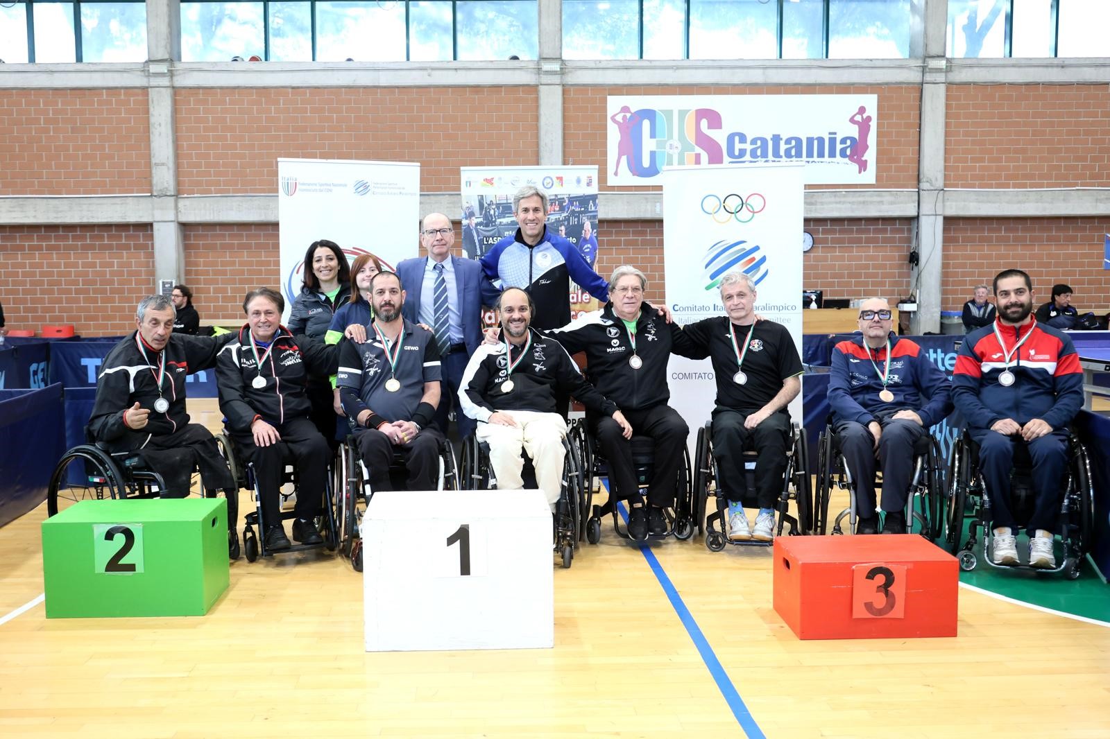 Torneo Nazionale Paralimpico di Catania 2025 2026 podio del doppio maschile di classe 1 5