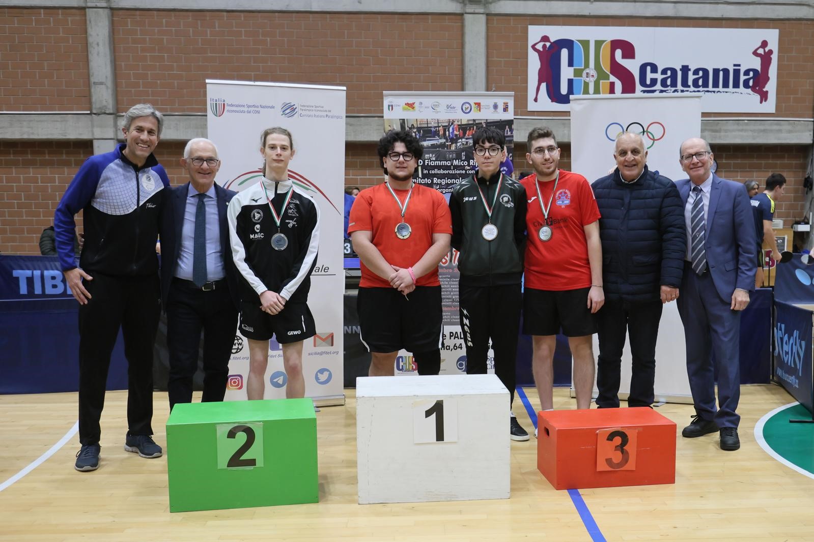 Torneo Nazionale Paralimpico di Catania 2025 2026 podio del singolare maschile di classe 8