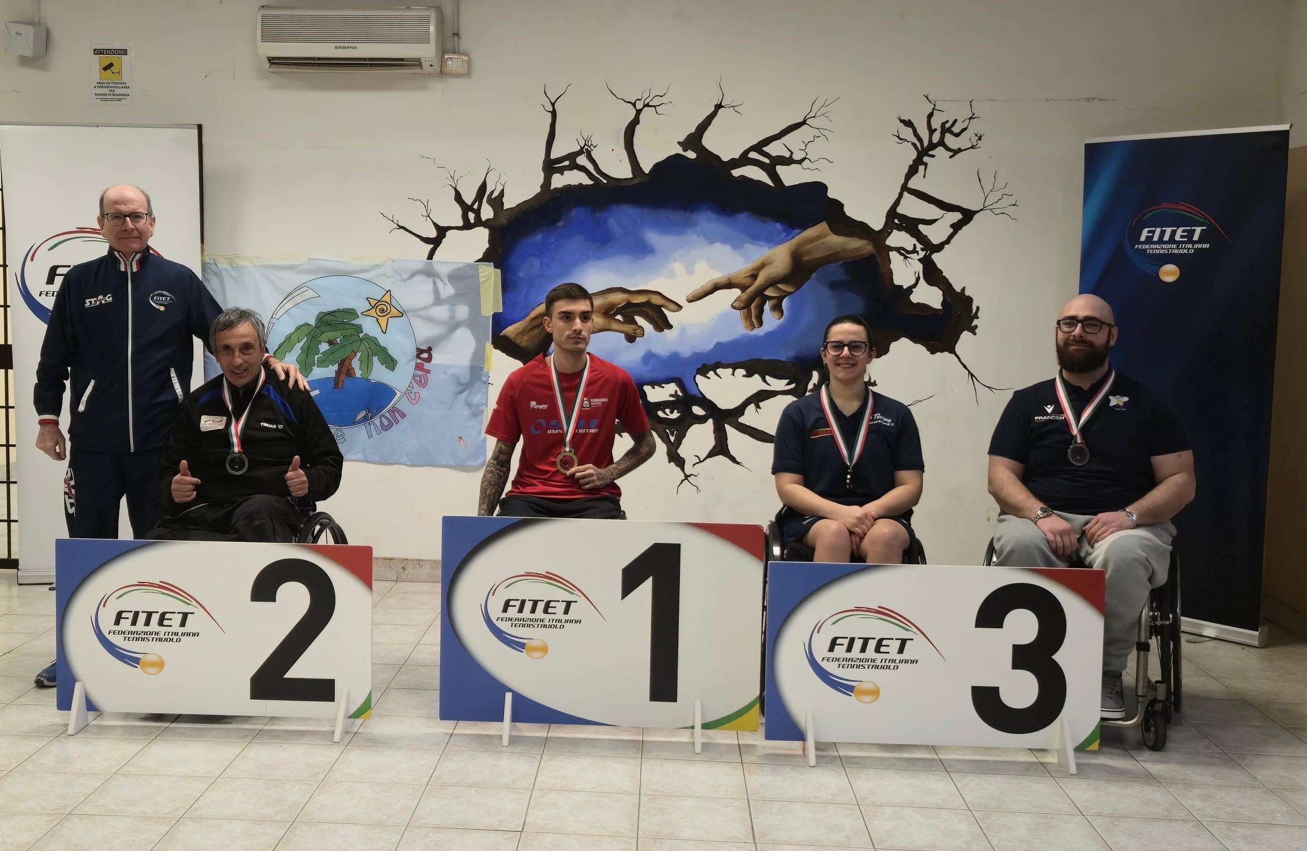 Torneo Nazionale Paralimpico di Roma 24 25 gennaio 2026 podio del singolare assoluto di classe 5