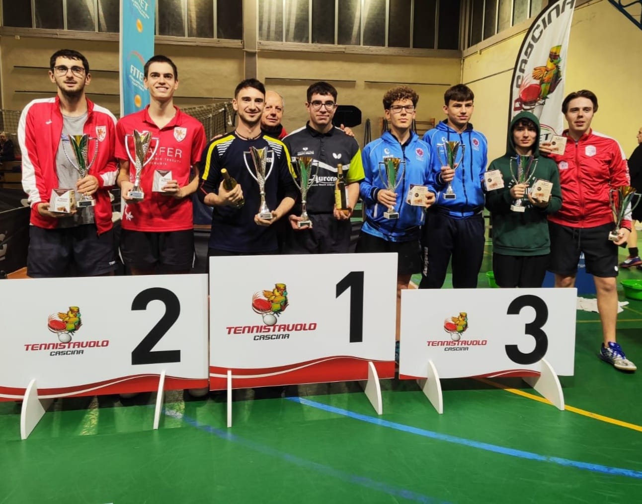 Torneo Open di Cascina 29 30 dicembre 2023 podio del doppio assoluto maschile e femminile