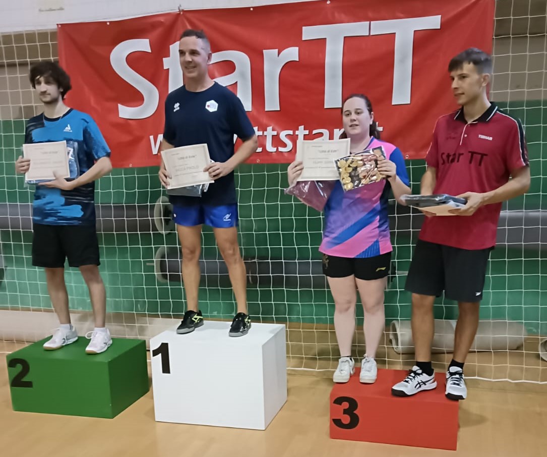 Torneo Open di Este 25 agosto 2024 podio del singolare Over 200 maschile 2ª 3ª categoria femminile