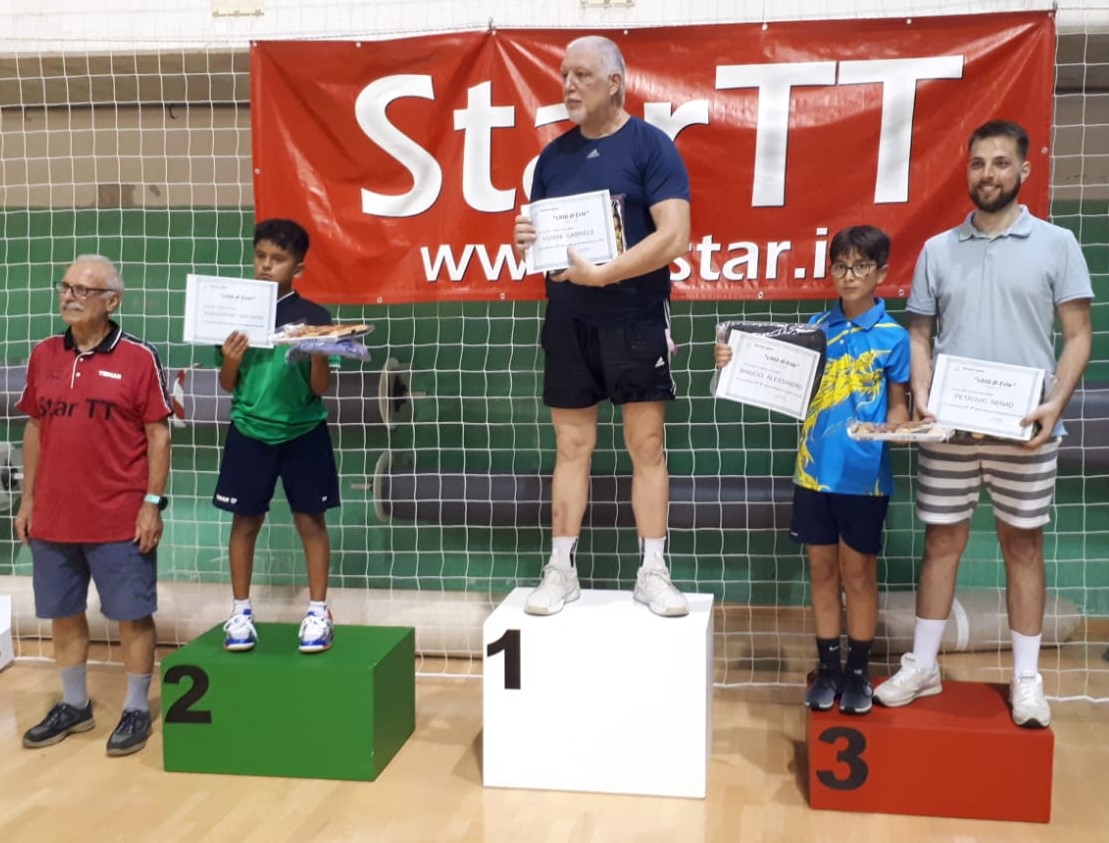 Torneo Open di Este 25 agosto 2024 podio del singolare Over 2500 maschile 4ª 5ª categoria femminile