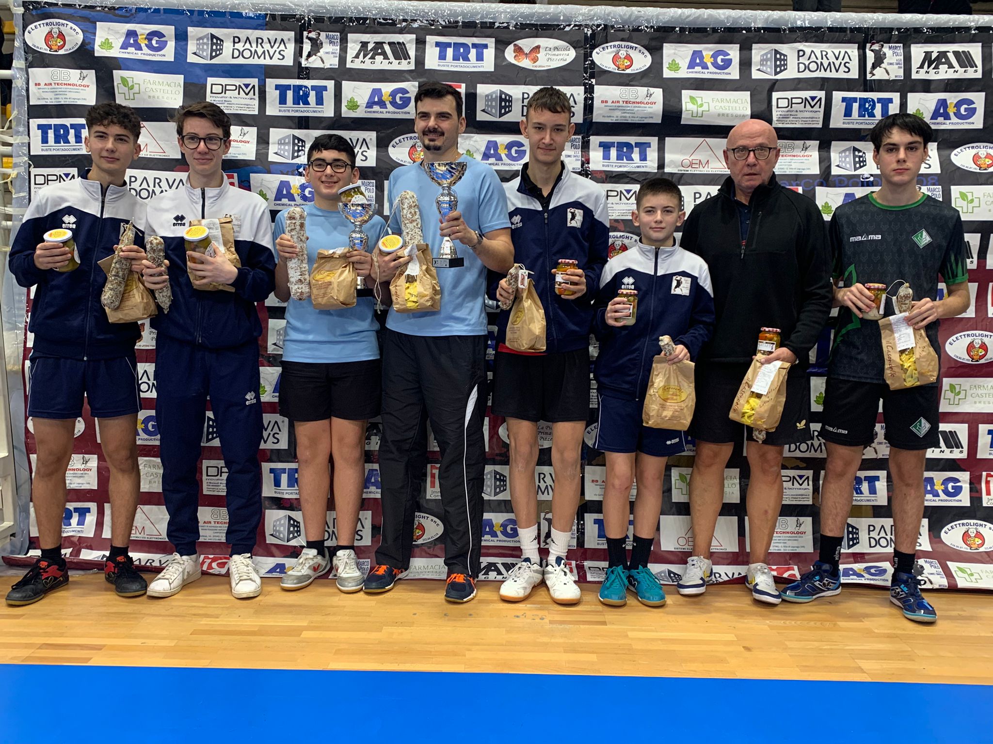 Torneo Open di Mazzano 29 30 dicembre 2023 podio del doppio assoluto maschile e femminile