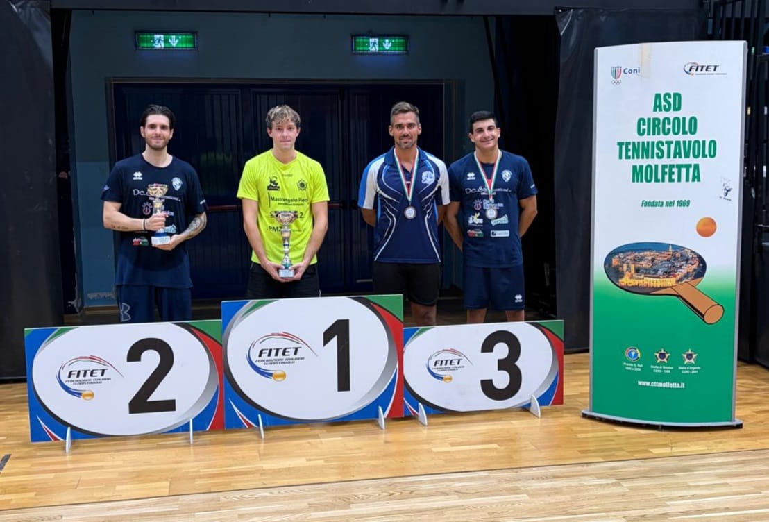 Torneo Open di Molfetta 19 20 settembre 2026 podio del singolare Open 1