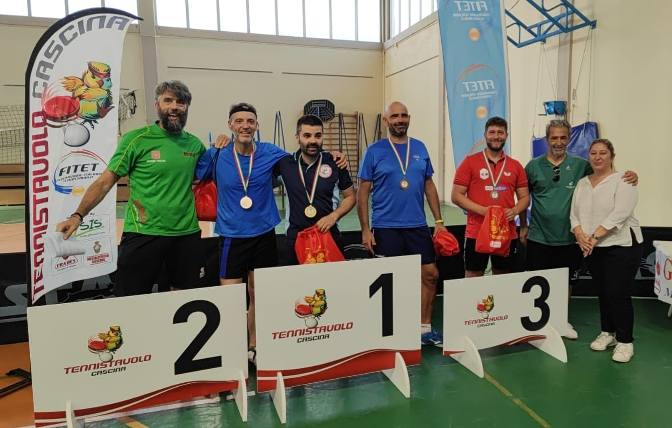 Torneo Open di San Frediano a Settimo 29 30 giugno 2024 podio del singolare assoluto maschile e femminile