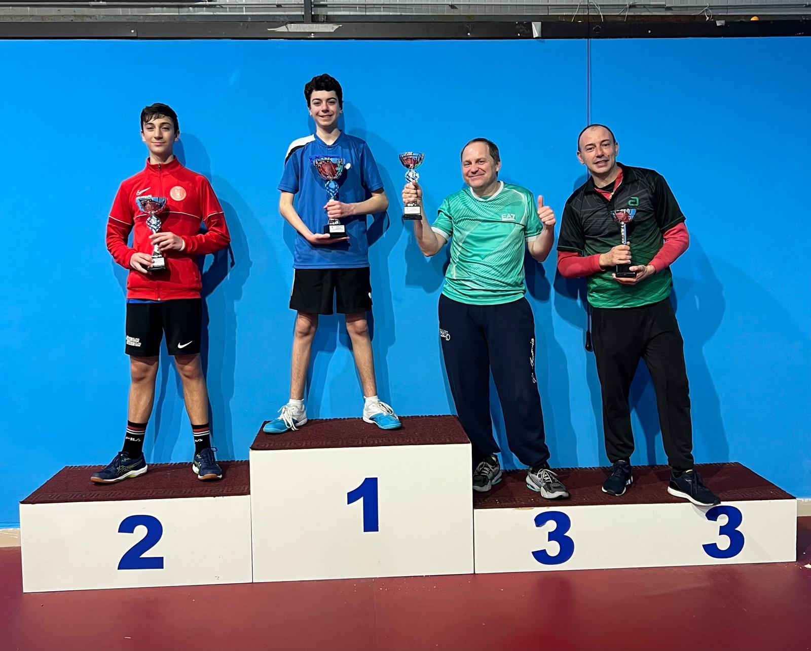 Torneo Open di San Nicola La Strada 15 16 marzo 2025 podio del singolare Over 2001 maschile 199 femminile