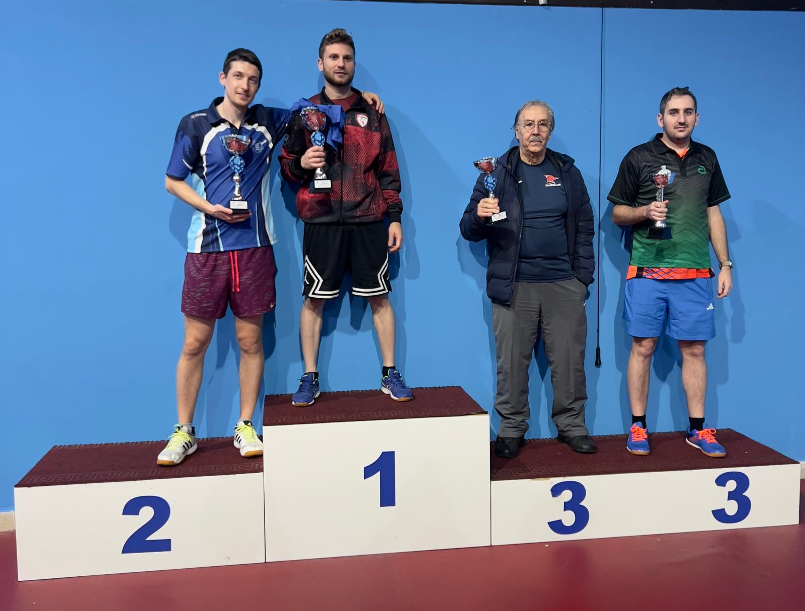 Torneo Open di San Nicola La Strada 15 16 marzo 2025 podio del singolare Over 5000 maschile 300 femminile