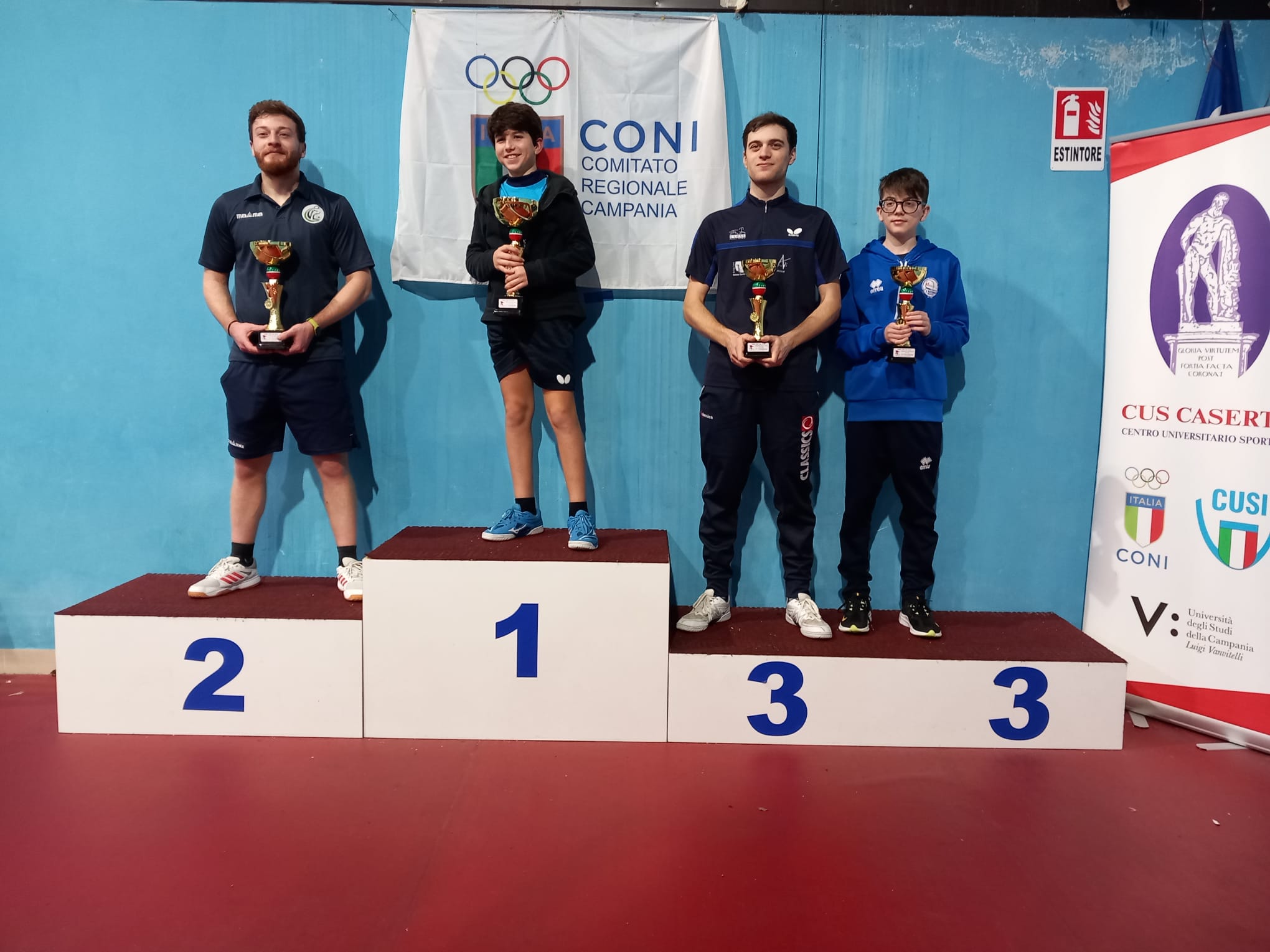 Torneo Open di San Nicola La Strada 29 30 dicembre 2022 podio del singolare di quinta categoria