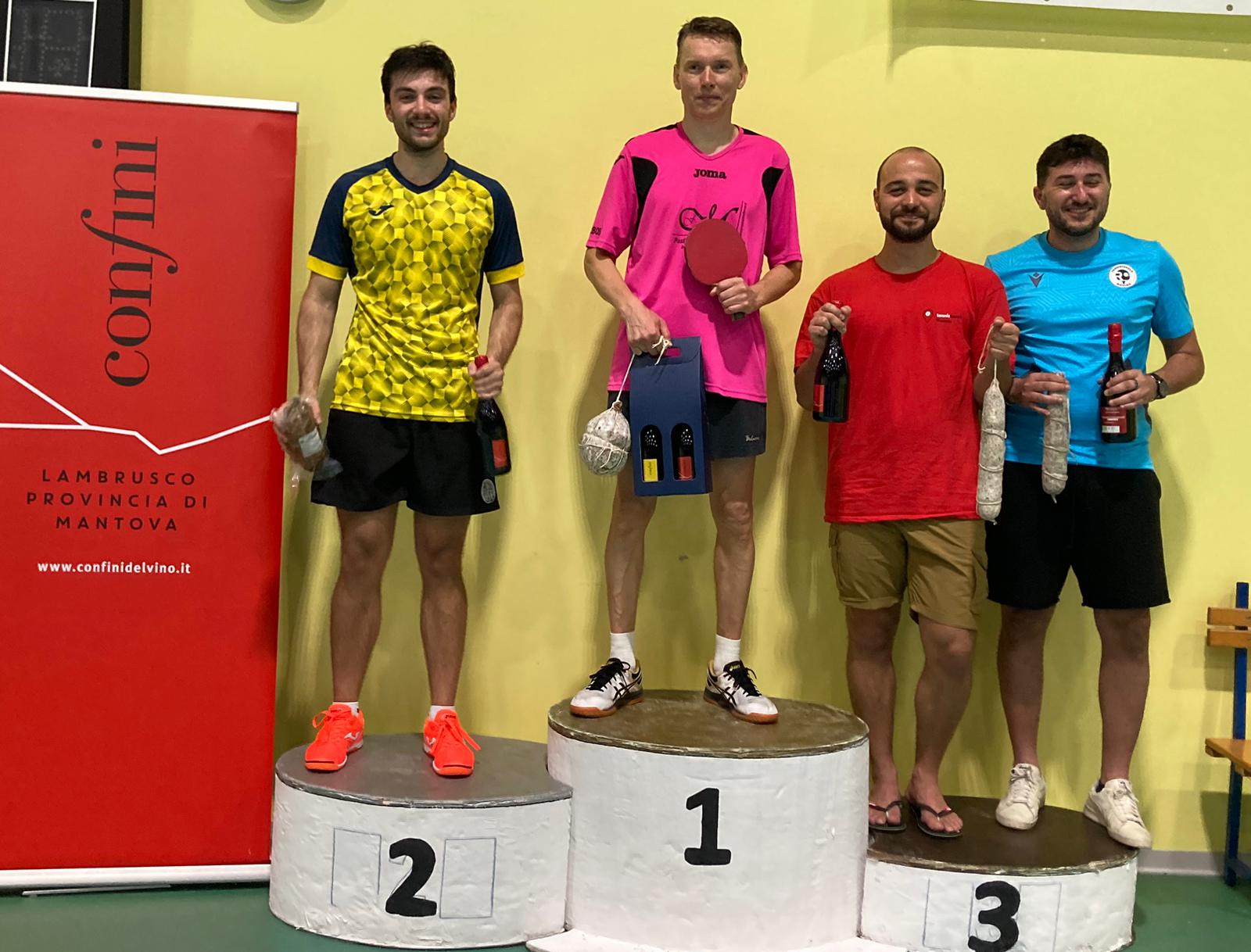 Torneo Open di Sermide 22 23 giugno 2024 podio del singolare Over 1000 maschile 50 femminile