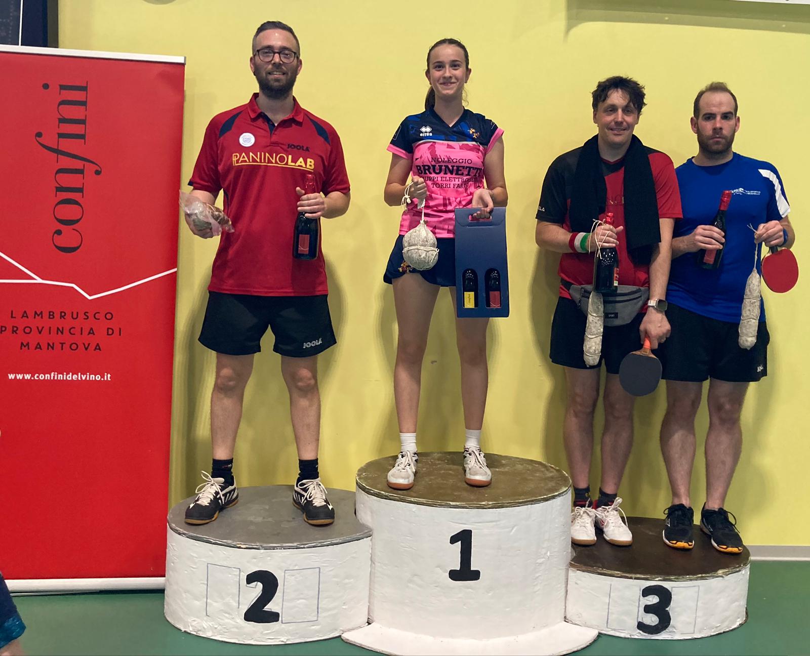 Torneo Open di Sermide 22 23 giugno 2024 podio del singolare Over 2000 maschile 150 femminile