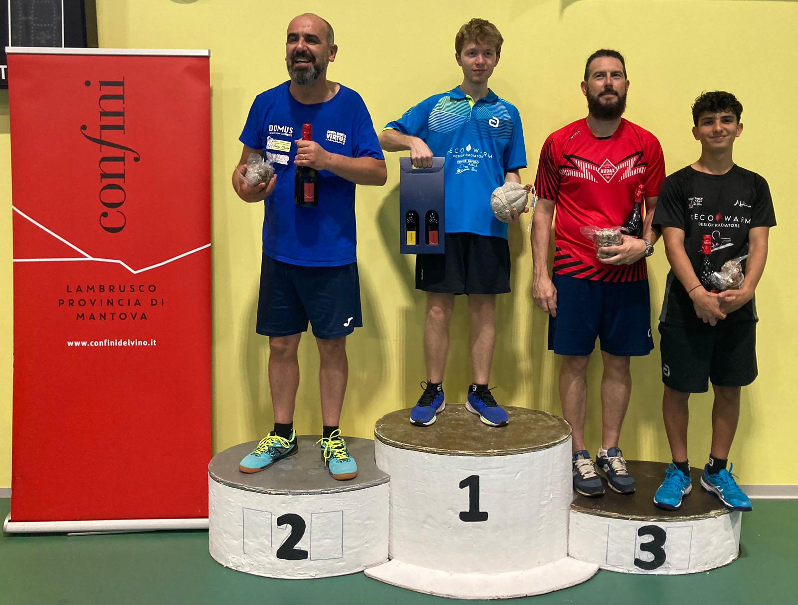 Torneo Open di Sermide 22 23 giugno 2024 podio del singolare Over 5000 maschile 350 femminile