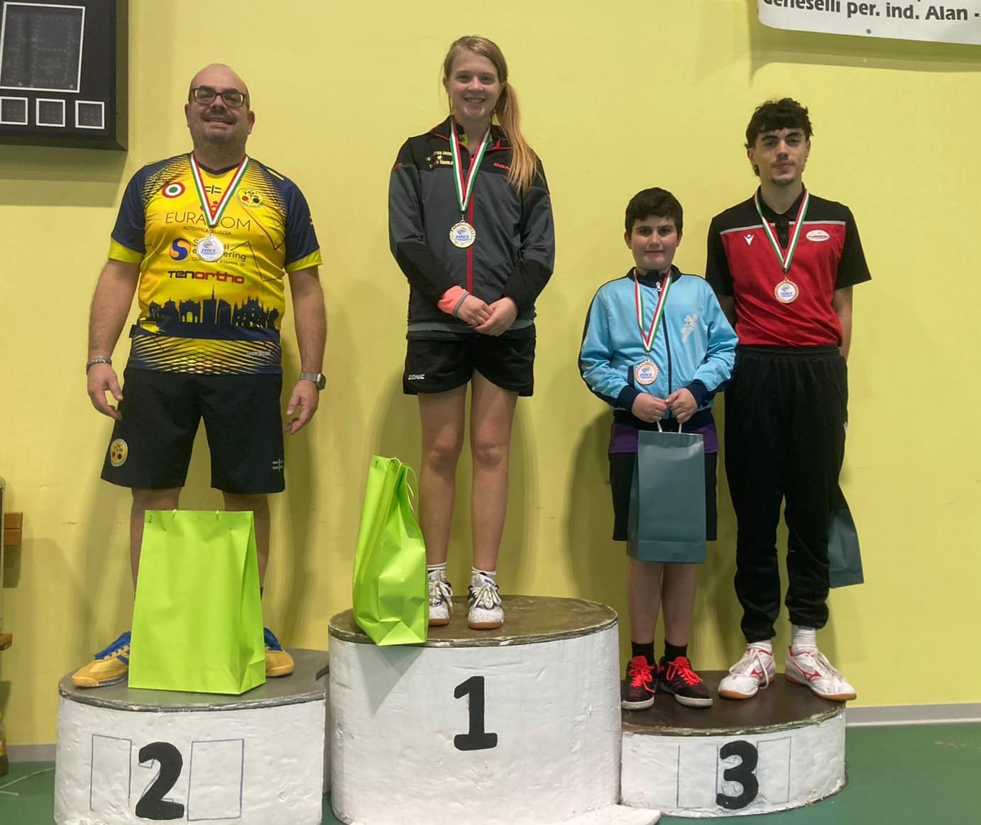 Torneo Open di Sermide 4 6 gennaio 2025 podio del singolare Over 4000 maschile Over 240 femminile