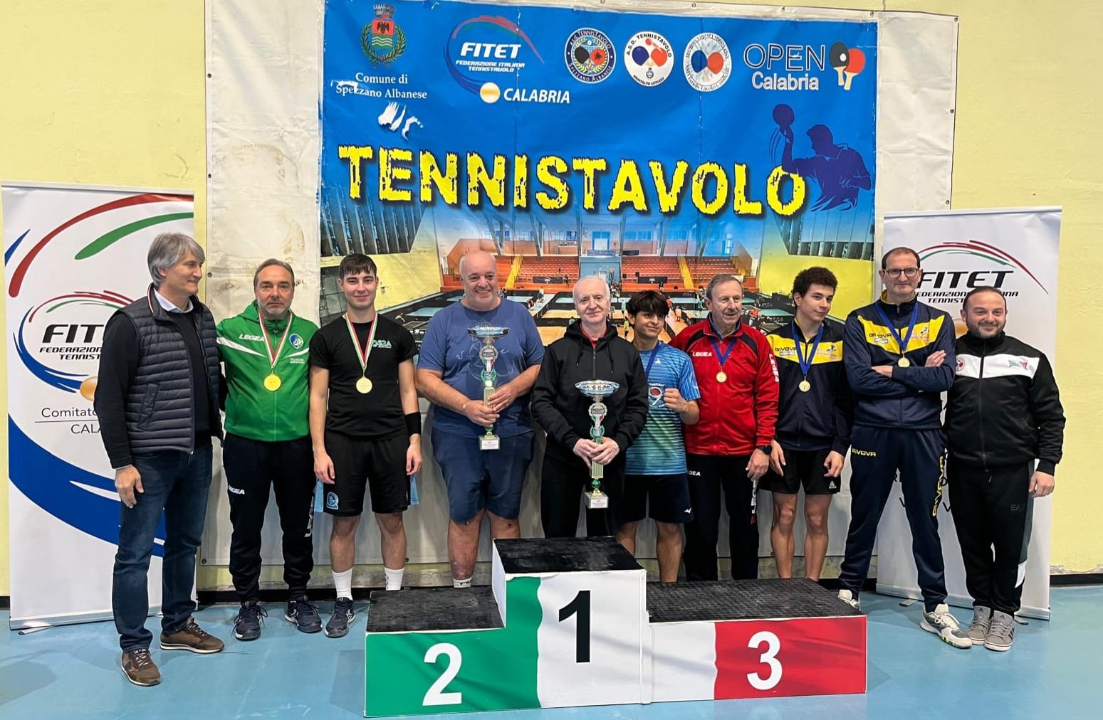 Torneo Open di Spezzano Albanese 5 6 aprile 2025 podio del doppio Over 3000 maschile 330 femminile