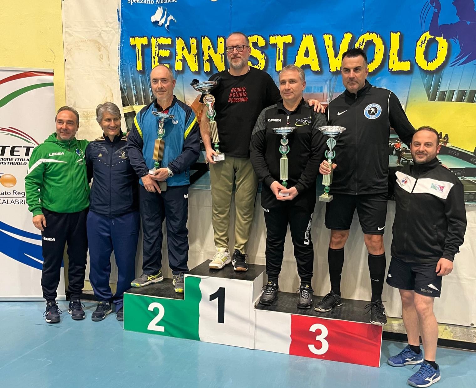 Torneo Open di Spezzano Albanese 5 6 aprile 2025 podio del singolare Over 900 maschile 130 femminile