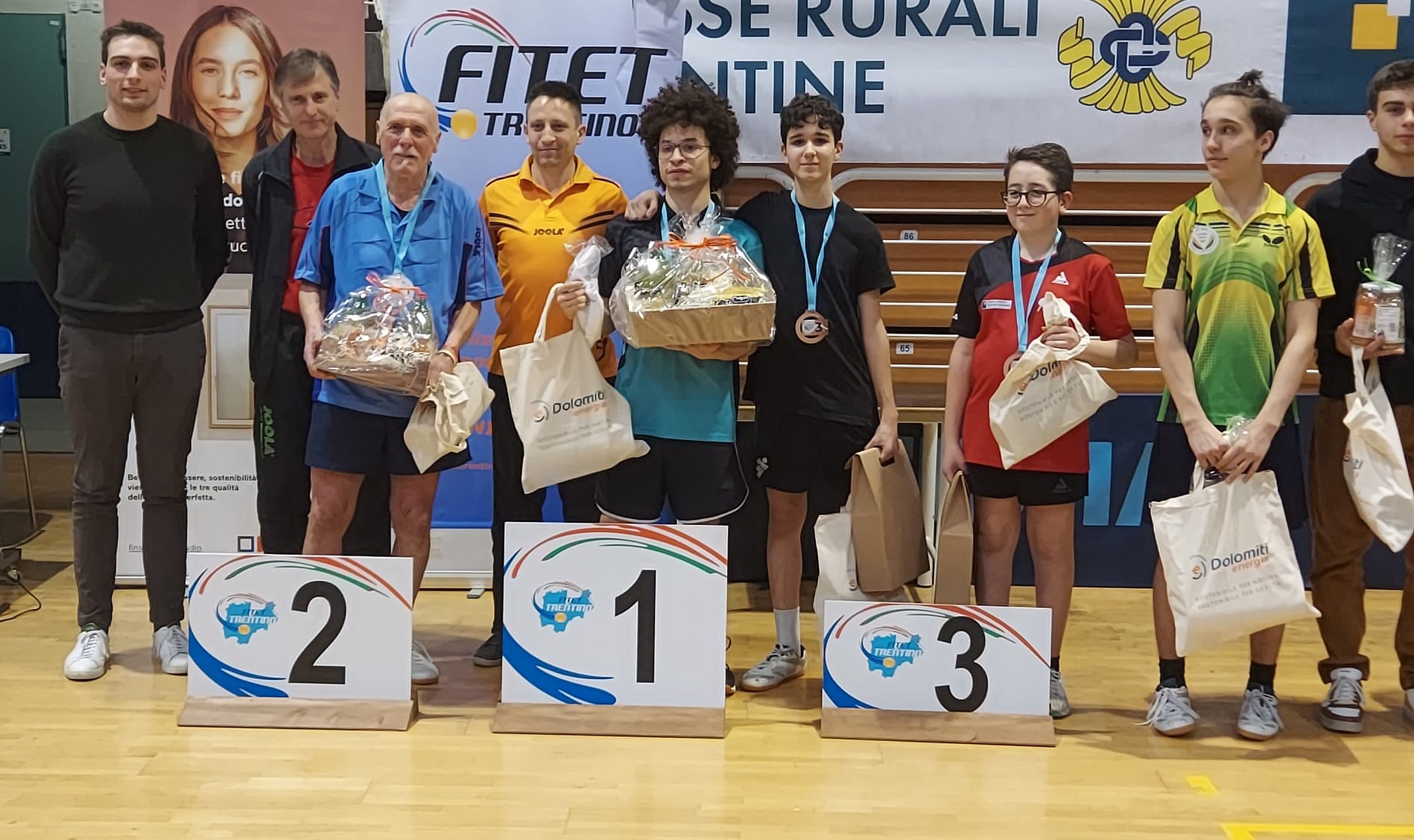 Torneo Open di Trento 3 4 febbraio 2024 podio del singolare Over 4000 maschile 200 femminile