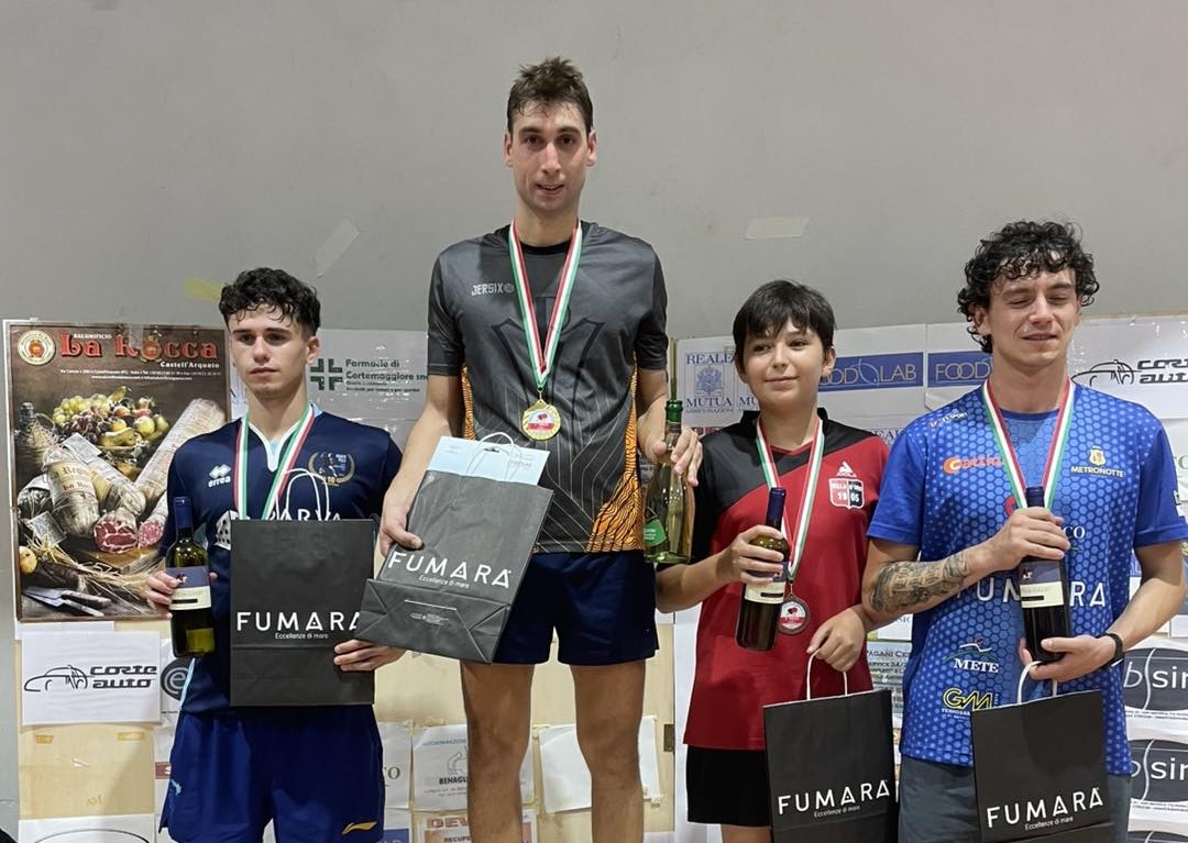 Torneo Over di Cortemaggiore 13 14 settembre 2025 podio del singolare Over 1 1maschile 1 femminile