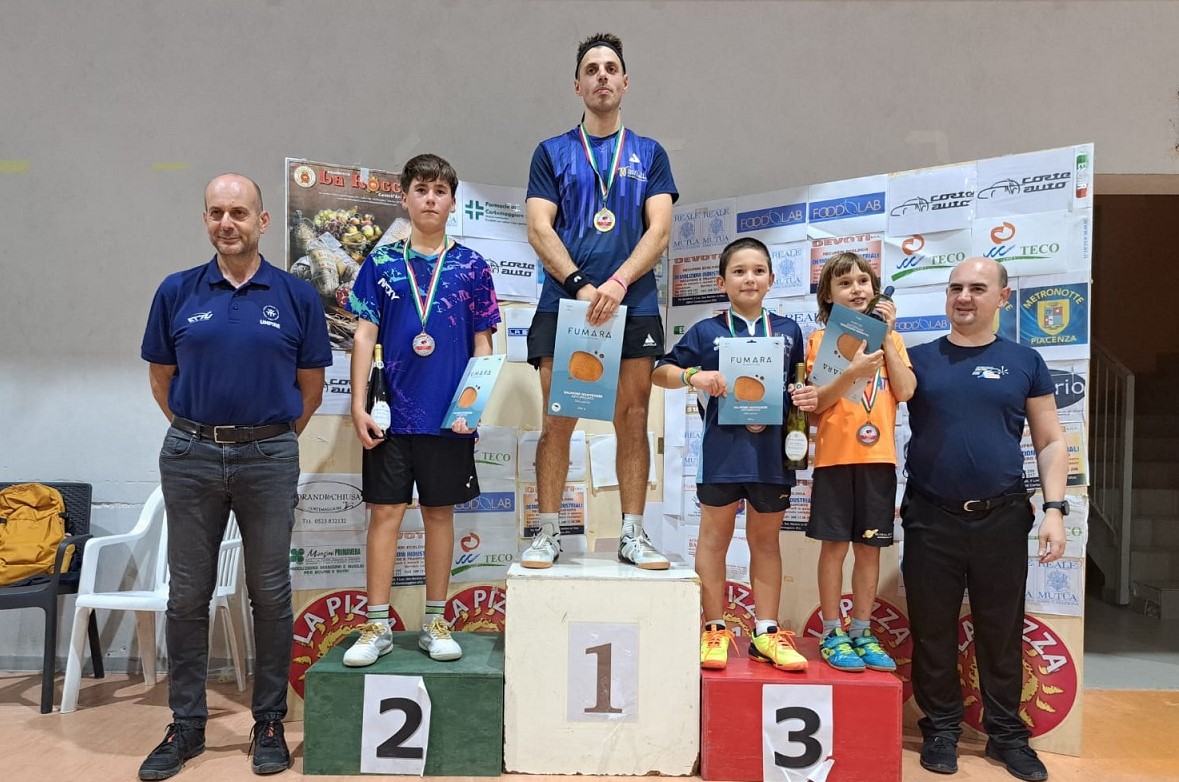 Torneo Over di Cortemaggiore 27 28 settembre 2025 podio del singolare Over 8 6200 maschile 450 femminile