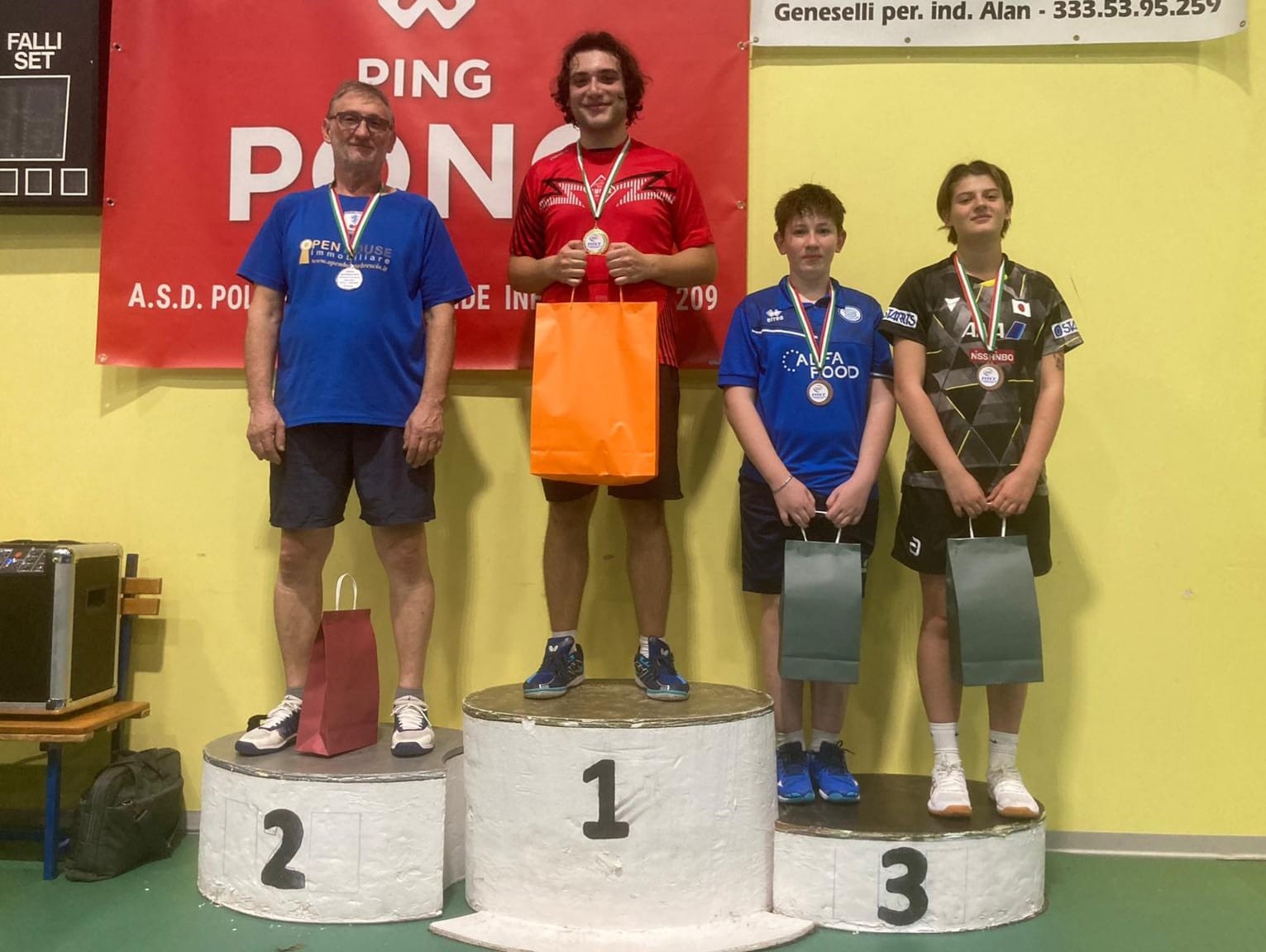 Torneo Over di Sermide 8 9 novembre 2025 podio del Singolare Over 7 5000 maschile 350 femminile