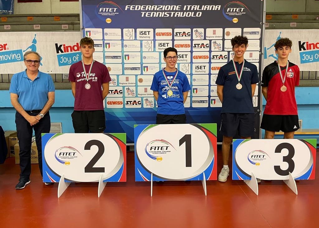 Torneo di qualificazione al WTT Youth Contender Lignano 2022 podio del singolare maschile 2005 2006