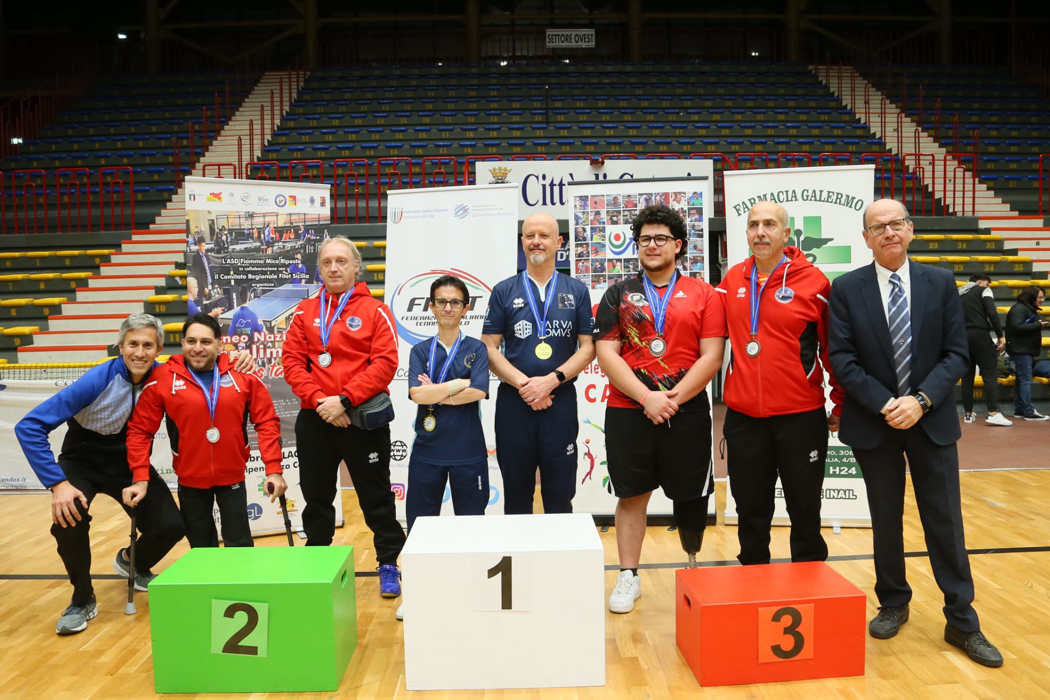 Torneo nazionale paralimpico 7 8 dicembre 2024 a Catania podio del doppio maschile di classe 6 10
