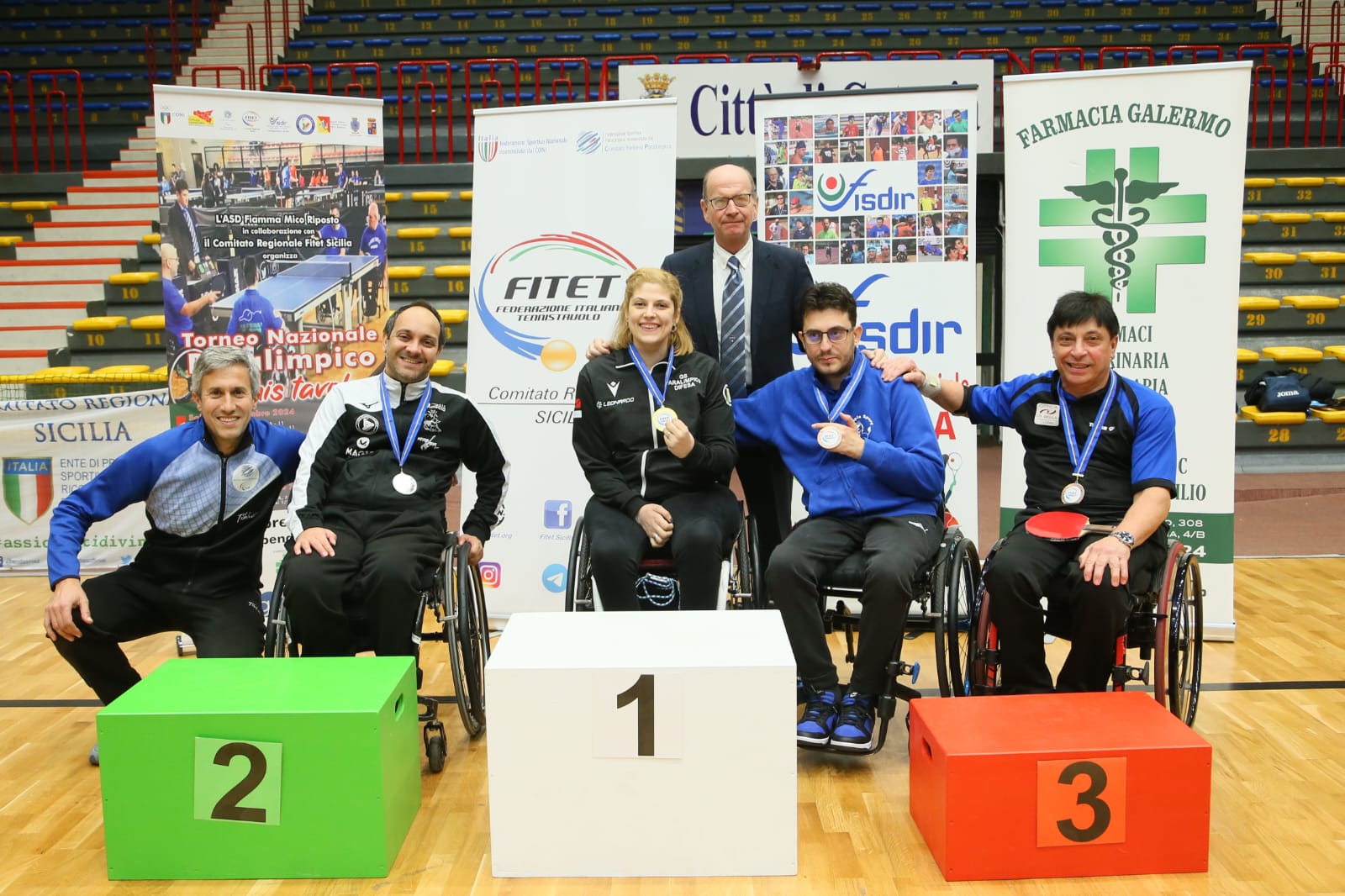 Torneo nazionale paralimpico 7 8 dicembre 2024 a Catania podio del singolare maschile di classe 2