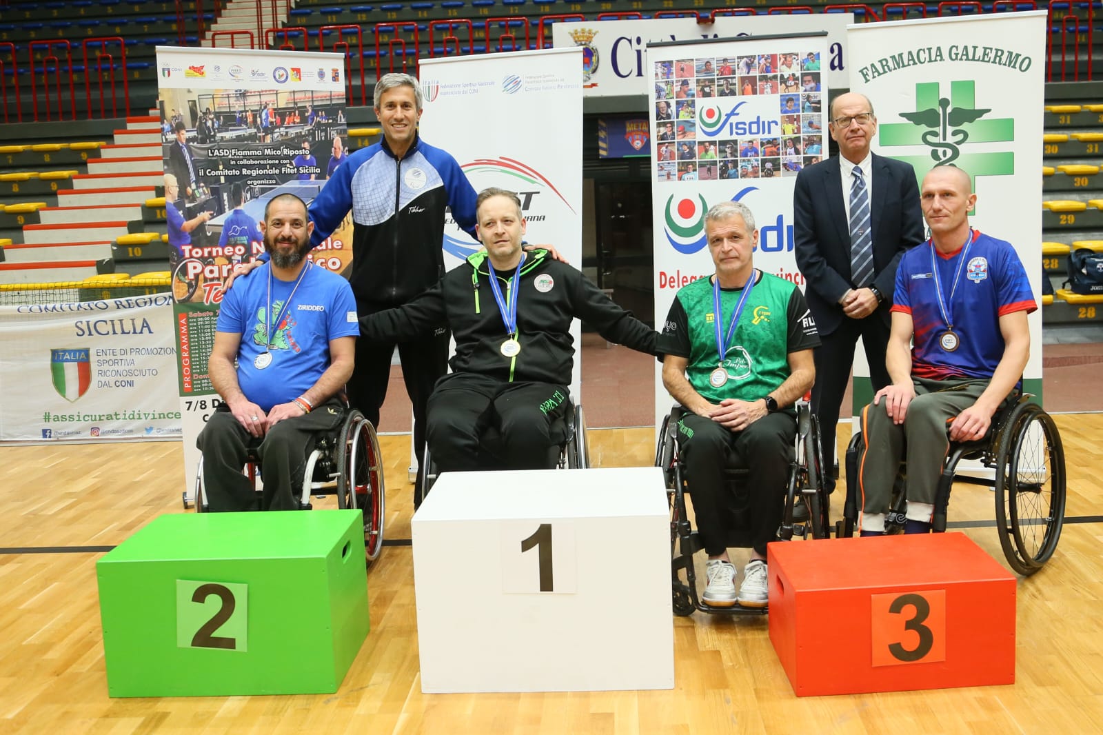 Torneo nazionale paralimpico 7 8 dicembre 2024 a Catania podio del singolare maschile di classe 3
