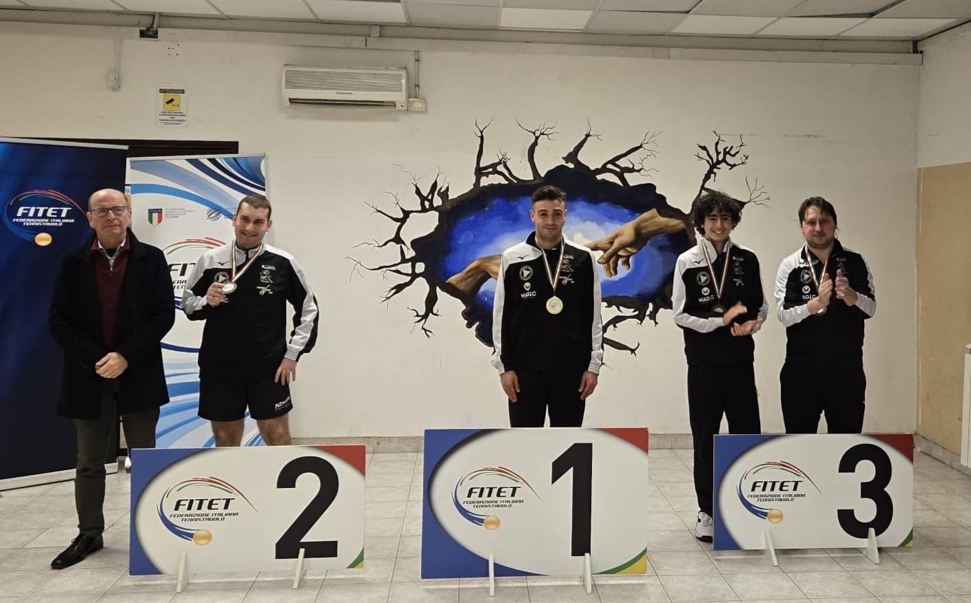 Torneo nazionale paralimpico a Roma 25 26 gennaio 2025 podio del singolare maschile assoluto di classe 11